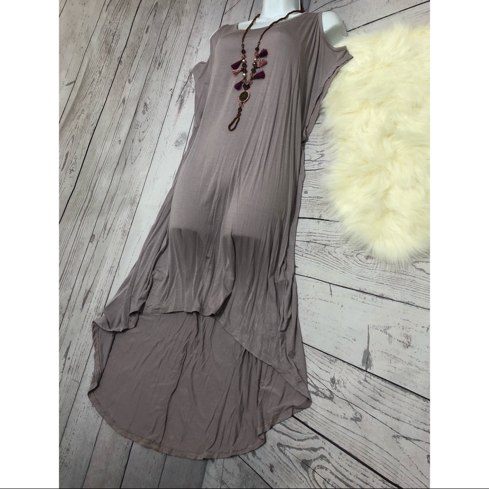 Off should dress tunic high low gray purple mauve boho dress top - Picture 3 of 6